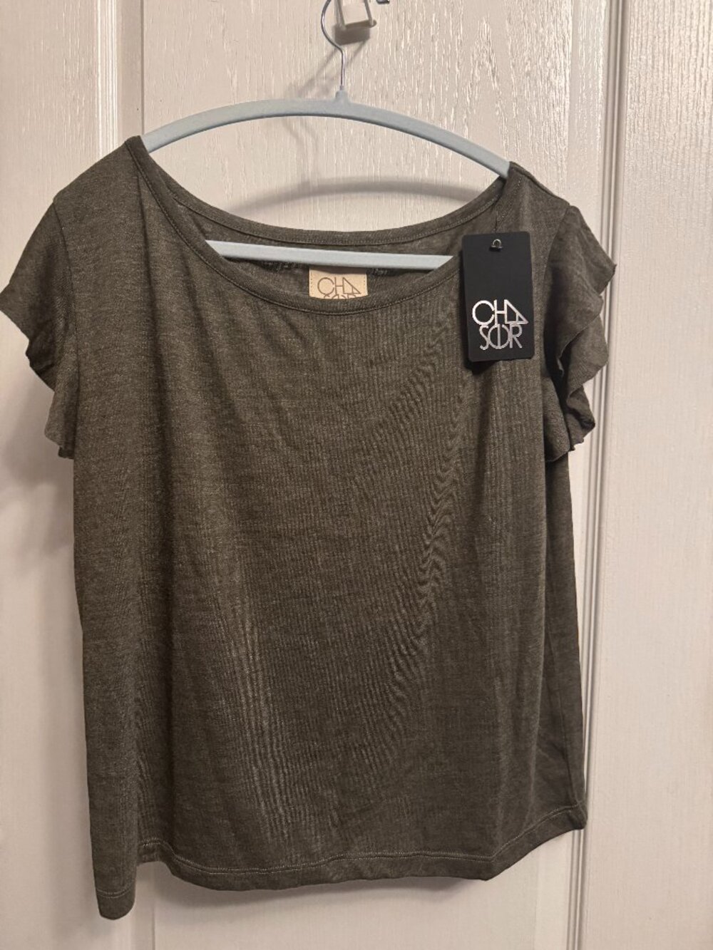 Chaser Luxe Knit Ruffle Cap Sleeve Tee